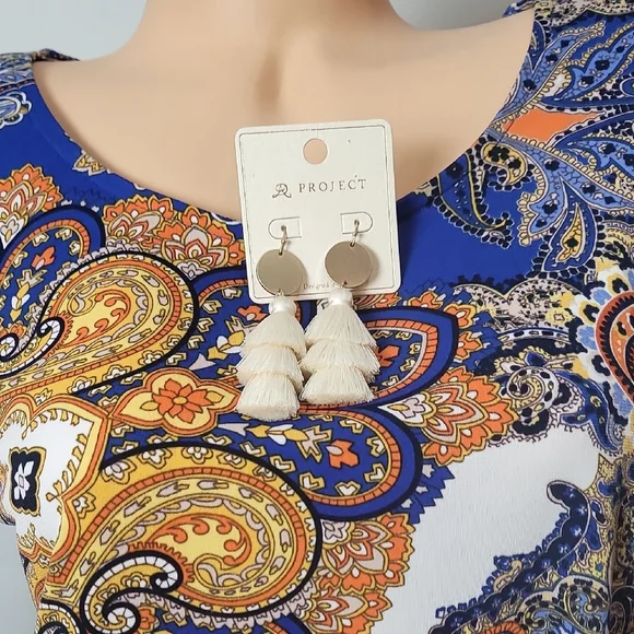 MSK Women's Paisley Mini Dress - Blue, Orange, Yellow - Picture 12 of 13